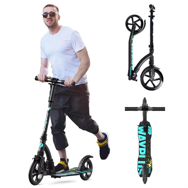 Kick Scooter for Teens & Adults. Max Load 240 LBS. Foldable, Lightweight, 9 Big Wheels, 4 Adjustable Level. Bearing ABEC9