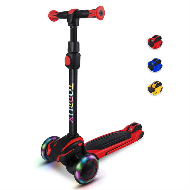 3-12, Toddler Scooter with 4 Adjustable Heights, Light Up 3-Wheels Scooter, Shock Absorption Design, Lean to Steer, Balance Training Scooter for Kids